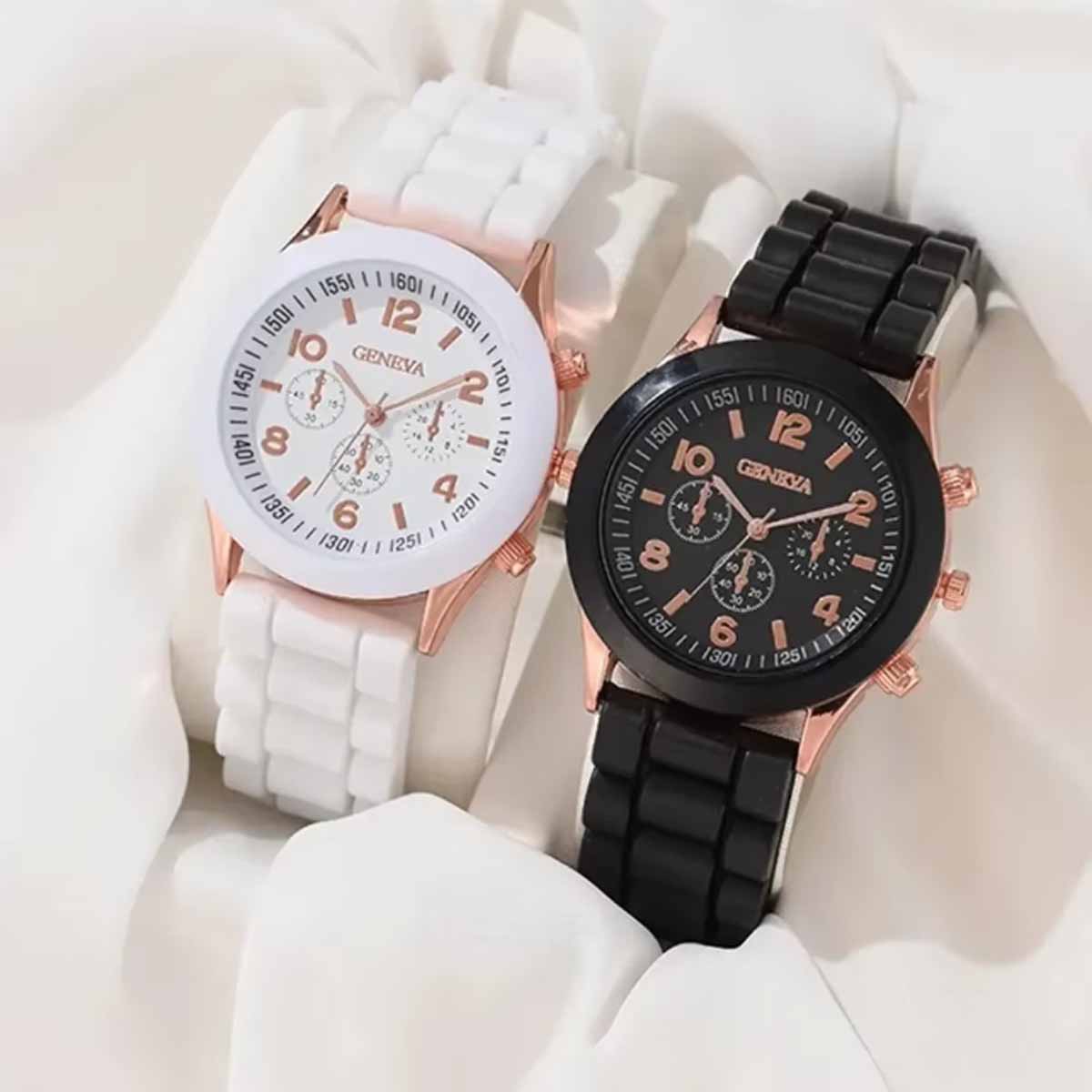Luxury Watch Exchange - 2個セット-高級レディース腕時計セット ファッションラグジュアリー エレガント合金腕時計 シリコンストラップ カップルウォッチ メンズクォーツ