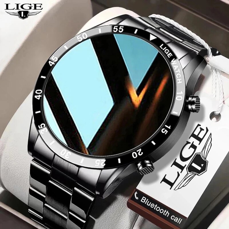 Luxury Watch Korea - LIGE 新しい Bluetooth 通話スマートウォッチメンズフルタッチスクリーン高級スチールスポーツフィットネススマートウォッチ IP67 防水