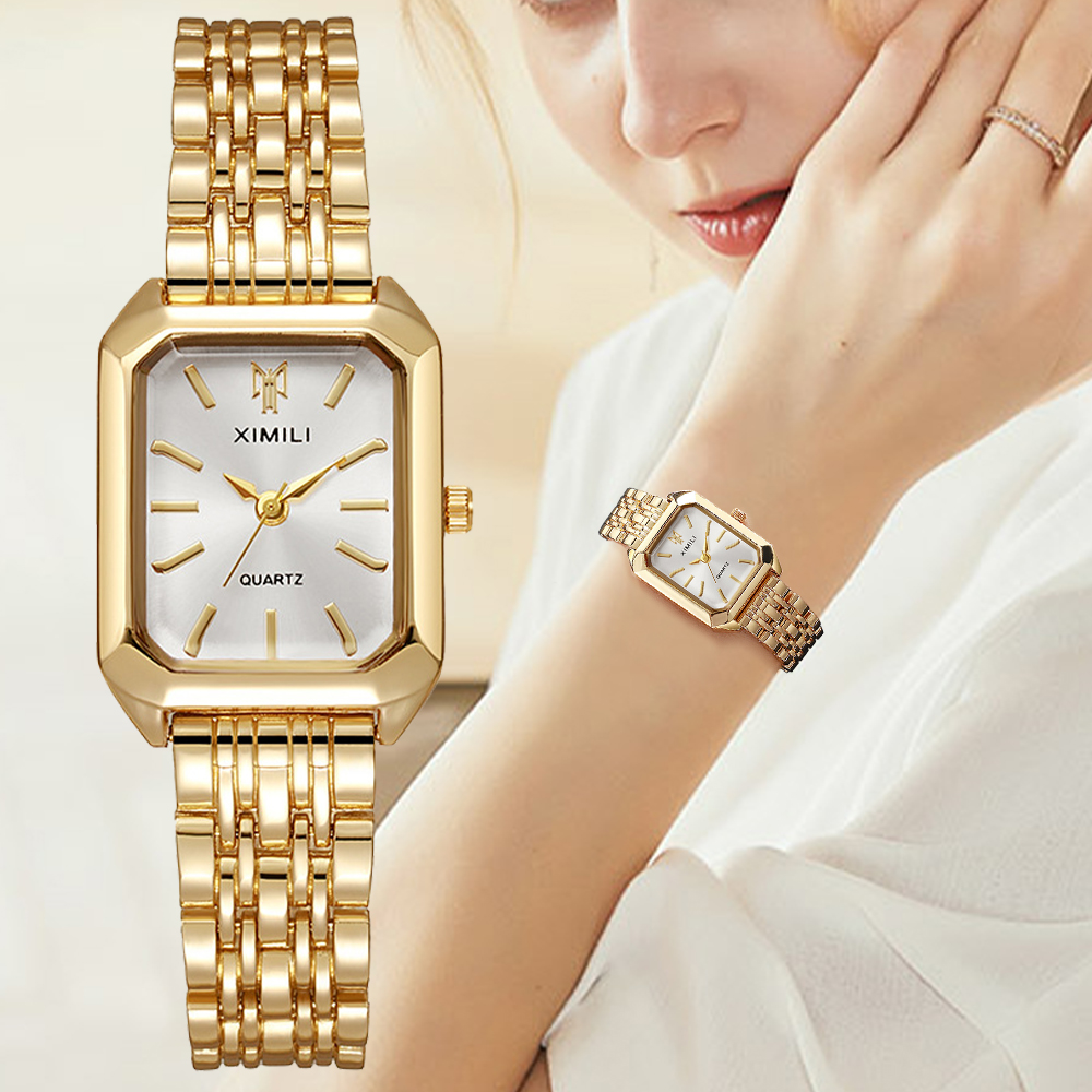 Luxury Watch Deals - 女性と女の子のための長方形のスチールバンドクォーツ時計、女性のための高級時計、ファッション時計ギフト