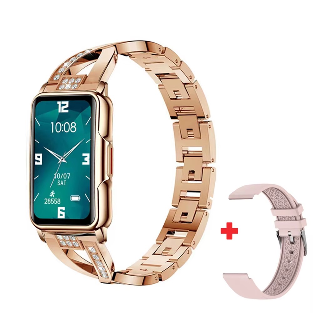 Luxury Watch Korea - レディーススマートウォッチ女性高級ダイヤモンド腕時計心拍数モニターフィットネストラッカースマートウォッチ Android IOS 電話用