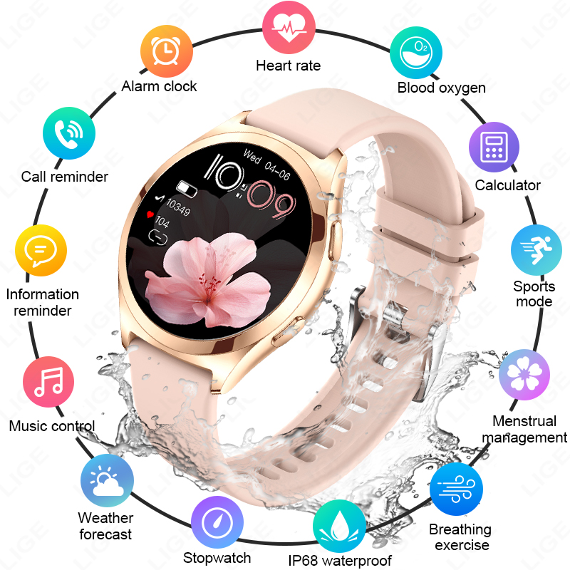 LIGE 高級スマートウォッチ女性用 1.27 インチ Bl - Luxury Watch Korea のレビューと価格
