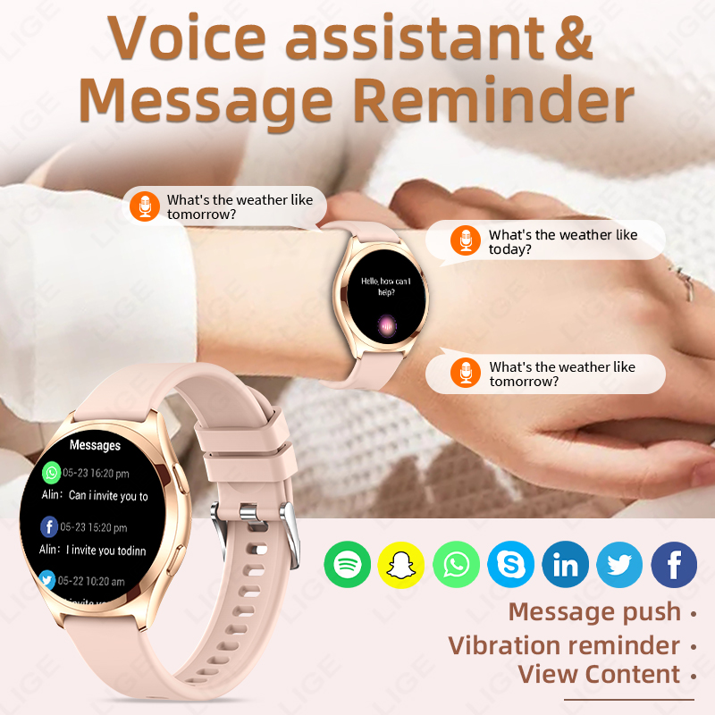 LIGE 高級スマートウォッチ女性用 1.27 インチ Bl - Luxury Watch Korea のレビューと価格