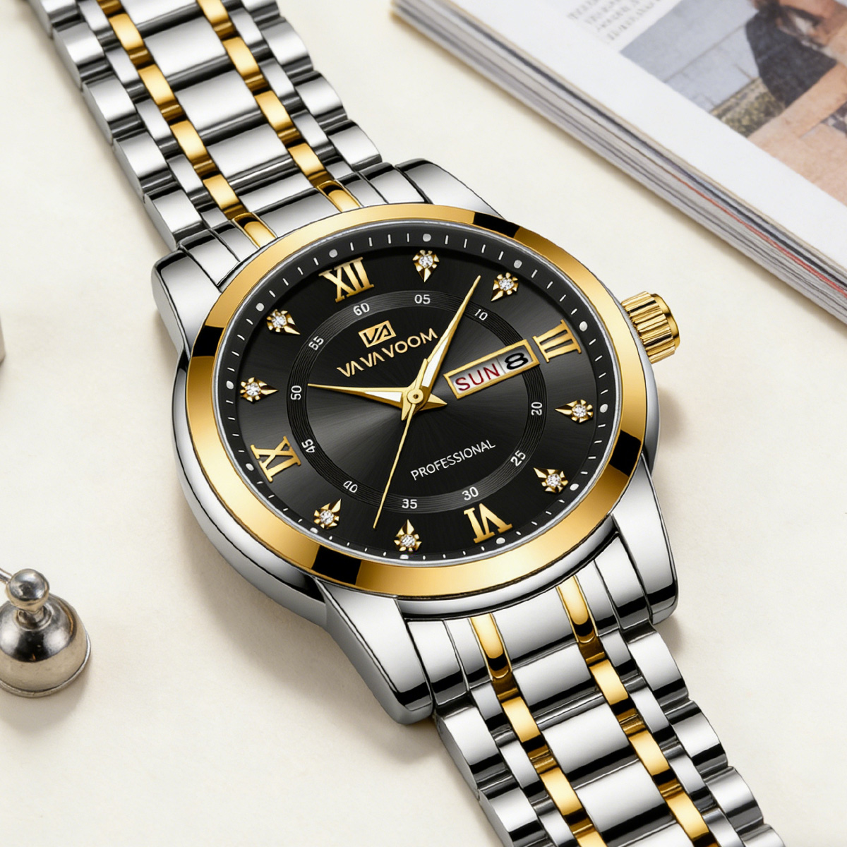 高級ラインストーンゴールドリングステンレススチール腕時計、4 - Luxury Watch With Green Dial のレビューと価格