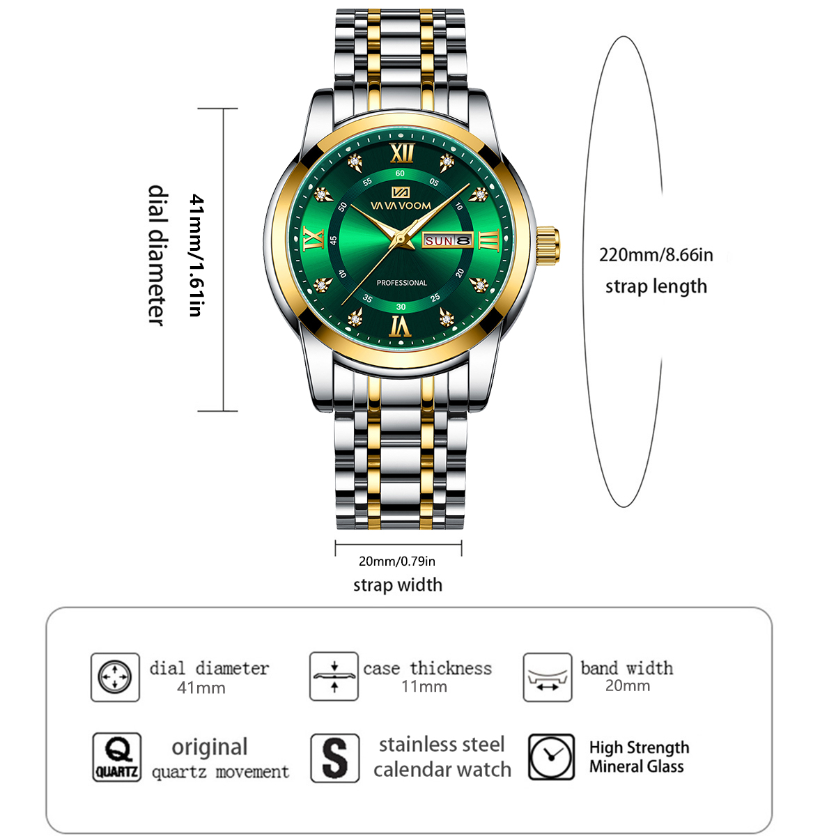高級ラインストーンゴールドリングステンレススチール腕時計、4 - Luxury Watch With Green Dial のレビューと価格