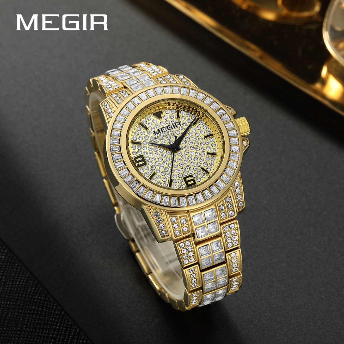 MEGIR 高級ダイヤモンド腕時計ユニセックスファッションア - Luxury Watch With Bracelet のレビューと価格