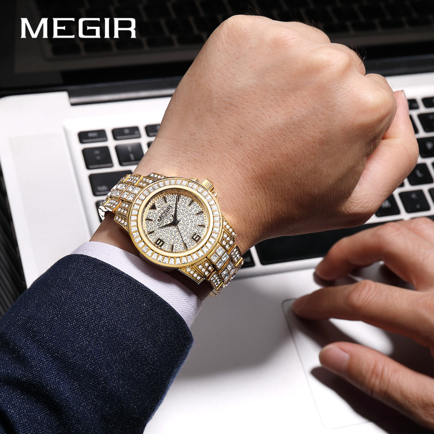 MEGIR 高級ダイヤモンド腕時計ユニセックスファッションア - Luxury Watch With Bracelet のレビューと価格