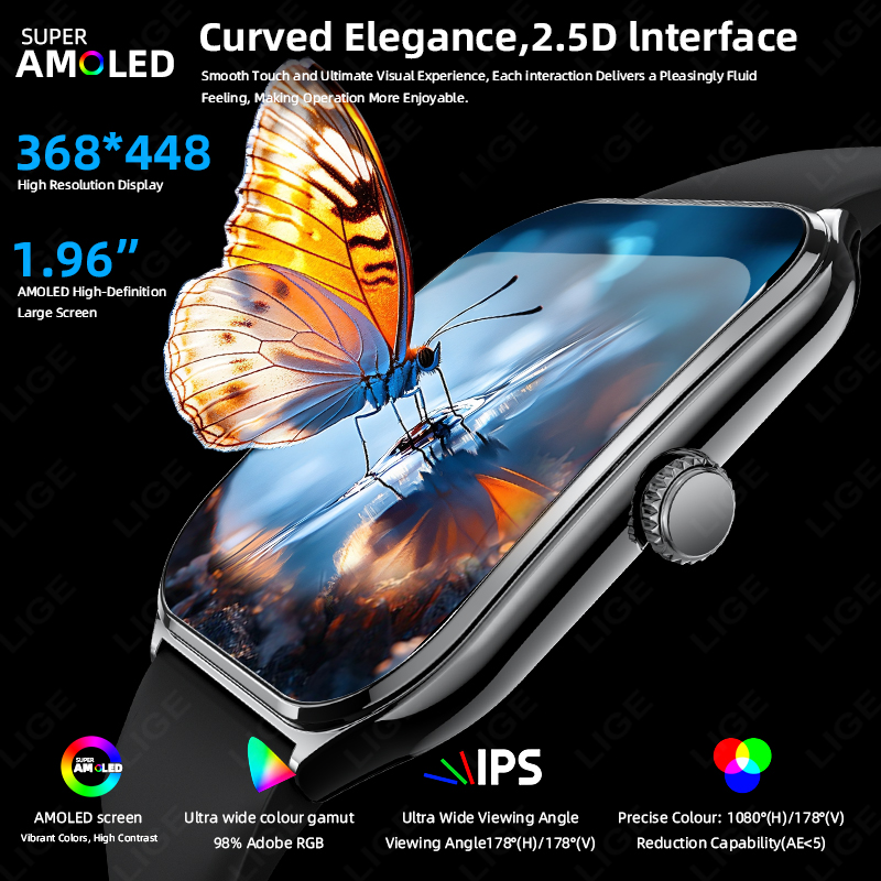 新型超薄型スマートウォッチ メンズ 1.96インチ AMOL - Luxury Watch Korea のレビューと価格
