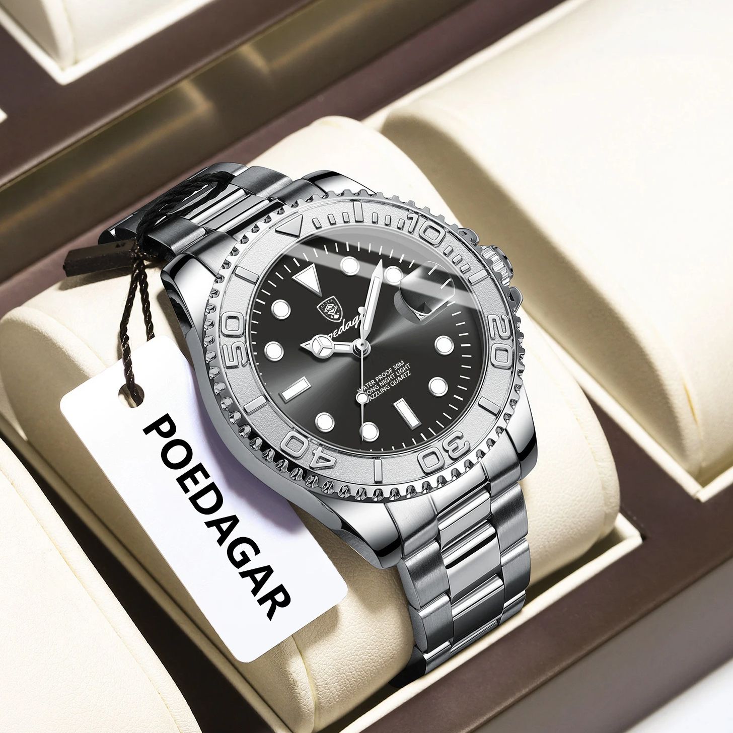 POEDAGAR トレンディなスポーツマンウォッチ発光防水ス - Luxury Watch With Bracelet のレビューと価格