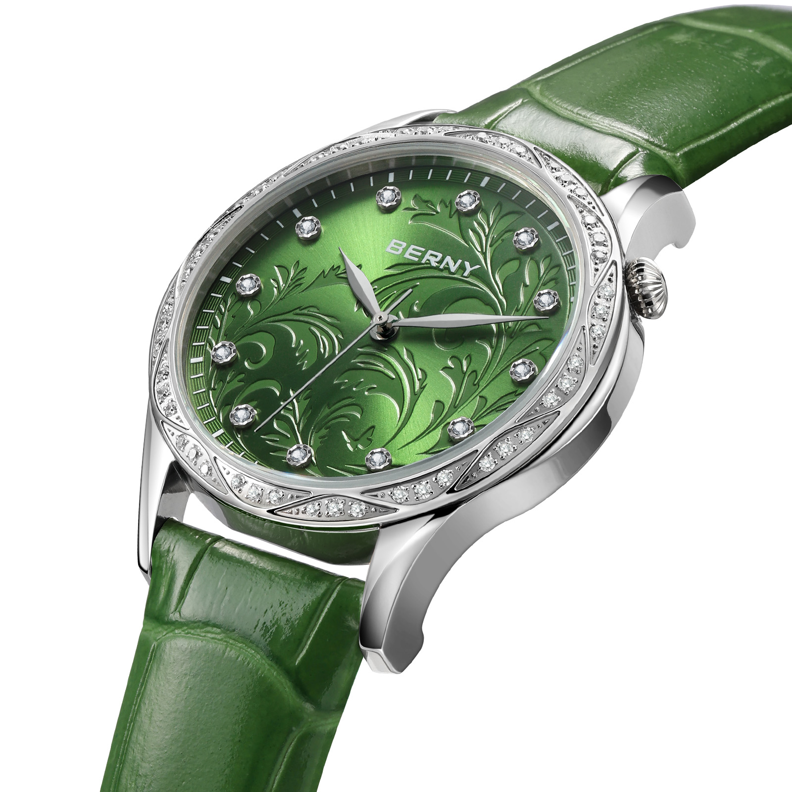 BERNY レディース クォーツ時計 グリーン ペタル アカ - Luxury Watch With Green Dial のレビューと価格
