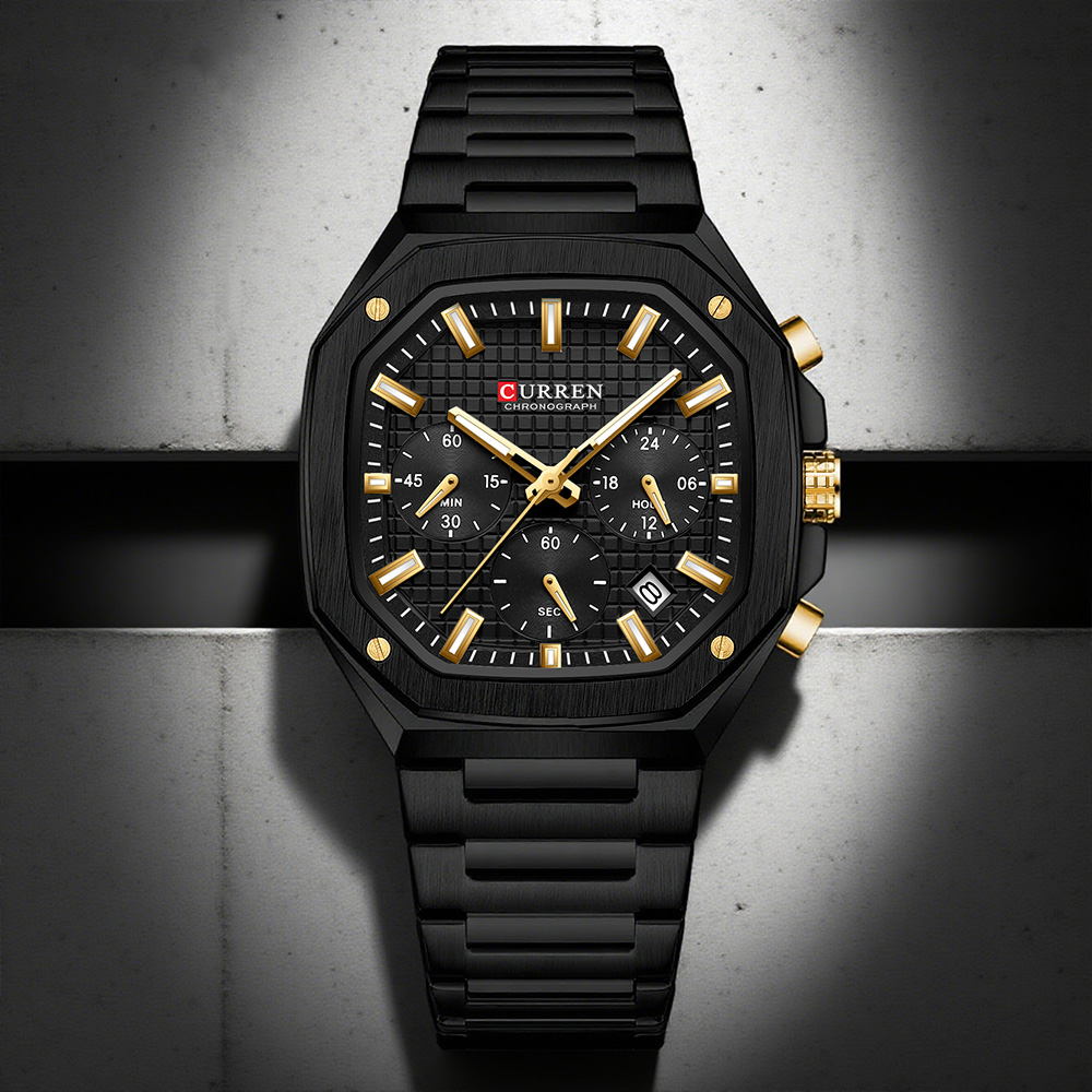 CURREN 高級スクエアクロノ腕時計男性用クラシックデザイ - Luxury Watch With Bracelet のレビューと価格
