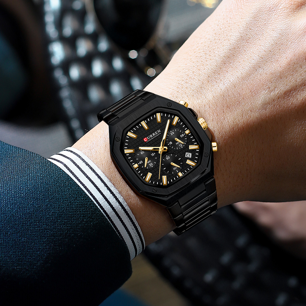 CURREN 高級スクエアクロノ腕時計男性用クラシックデザイ - Luxury Watch With Bracelet のレビューと価格