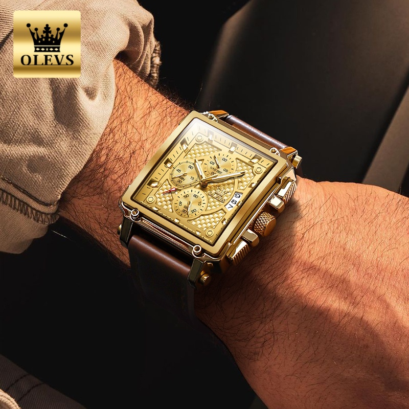OLEVS ブランドメンズ腕時計防水レザーストラップクロノグ - Luxury Watch Men のレビューと価格