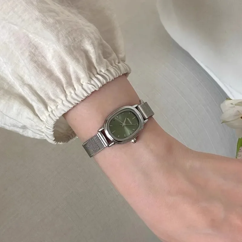 小さなオーバルダイヤルグリーン腕時計シンプルなステンレス鋼レ - Luxury Watch With Green Dial のレビューと価格